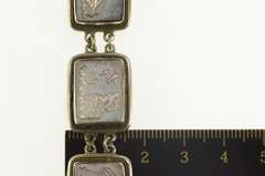 Sterling Silver Carved Ornate Greek Scene Mother of Pearl Bracelet