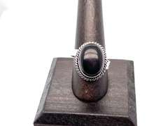 👻BOO!TFUL👻 Oval Black Onyx Tibetan Silver Double Rope Design Ring
