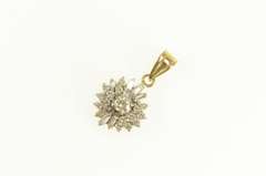 14K Yellow Gold 0.50 Ctw Round Diamond Halo Cluster Pendant