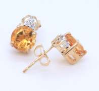 Charming Yellow Gold Citrine and Diamond Earrings