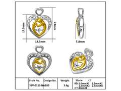 Sterling Silver Mother & Child Dancing stone pendant