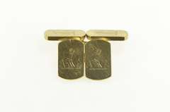 14K Yellow Gold Victorian Scottish Armstrong Clan Crest Cuff Links