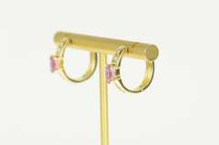 14K Yellow Gold 1.70 Ctw Pink Sapphire Diamond Huggies Hoop Earrings