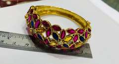 18kt Solid Yellow Gold Bangle Bracelet with Rubies, Sapphires, & Diamonds!