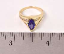 Precious Purple Crystal and Diamond Ring in 14K Yellow Gold