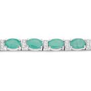 Plated Rhodium 10.12ctw Emerald and White Topaz Bracelet
