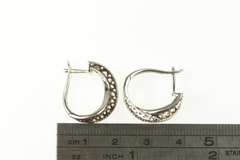 14K White Gold LeVian Criss Cross Diamond Oval Hoop Earrings