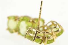 14K Yellow Gold Oval Curved Peridot Cluster Stud Earrings