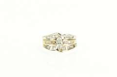 14K Yellow Gold 0.83 Ctw Marquise Diamond Engagement Ring