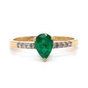 Charming Emerald and Diamond 14kt Ring