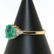 Radiant Emerald and Diamond 14kt Ring
