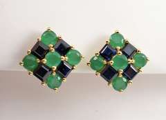 Interesting Emerald & Sapphire Earrings