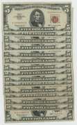 Nice lot of 15 Series of 1963 $5 Red Seal Notes
