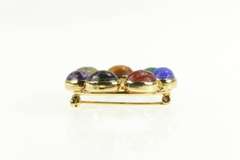 Gold Filled 1960's Egyptian Scarab Carved Stone Circle Pin/Brooch