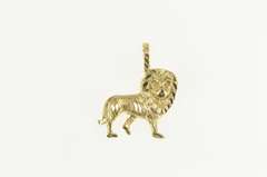 14K Yellow Gold Diamond Cut Lion Big Cat African Animal Pendant