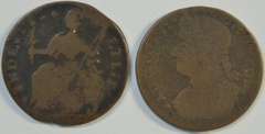 2 1787 Connecticut Colonial Copper coins
