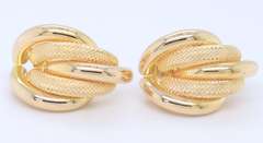 Lovely Yellow Gold Texture and Polished Twisted Earrings