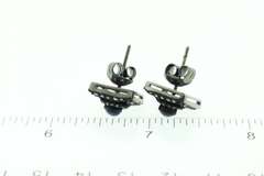 Impeccable Sapphire Core Dark Silver Earrings with Diamond Accents