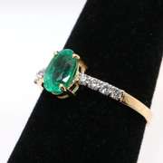 14kt Yellow Gold, Emerald, & Diamond Cocktail Ring