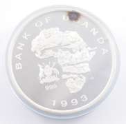 1993 Uganda 5000 Shillings 497.6g .999 Silver Protect. African Nature