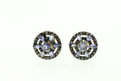 Bright Iolite Earrings with Dark Silver and Diamond Accents