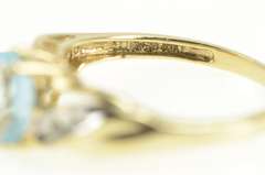 10K Yellow Gold Oval Blue Topaz Diamond Accent Statement Ring