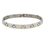 Genuine 18K Gold Link Screws Stainless Steel Thin Bracelet