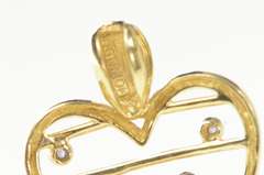10K Yellow Gold Retro Diamond Bar Striped Heart Love Pendant