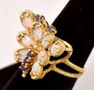Sensational Sapphire and Opal Butterfly Ring in 14K Yellow Gold