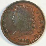 Sharp 1834 Classic Head Half Cent. Nice