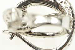 14K White Gold LeVian Criss Cross Diamond Oval Hoop Earrings