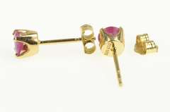 14K Yellow Gold Round Natural Ruby Solitaire Classic Stud Earrings