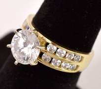 Dazzling Large CZ Ring in 14K Yellow Gold