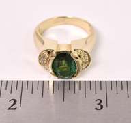 Immaculate Approx. 3.15CTS Tourmaline and Diamond Ring in 14K Yellow Gold