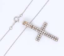Fantastic White Gold Single Cut Diamond Cross Pendant on Chain