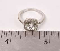 Gorgeous Green Amethyst and Diamond Ring in 14K White Gold