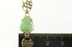 14K Yellow Gold Carved Jade Buddha Chinese Character Ornate Bracelet