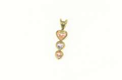 10K Yellow Gold Tiered Heart Pink & Purple Cubic Zirconia Pendant