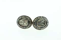 Implaccable Mine Cut Diamond Earrings with Gold Plated Silver and Diamond Accents