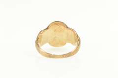 14K Yellow Gold Art Nouveau Lady Oval Monogram Engravable Ring