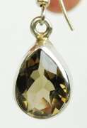 Large Sterling Smoky Quartz Pierced Earrings