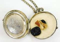Antique French Sterling Reliquary Relic Pendant & Chain