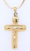 Powerful Yellow Gold Cross Pendant on Chain