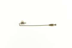 18K Yellow Gold Art Deco Pearl Diamond Syn. Sapphire Stick Pin