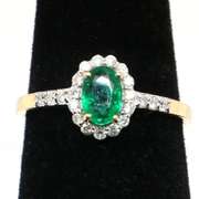 14kt Yellow Gold, Emerald, & Diamond Cocktail Ring