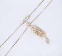 Vintage Sterling Silver Signed Pendant on Chain Necklace