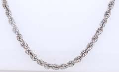 Vintage Sterling Silver Signed Rope Chain Necklace