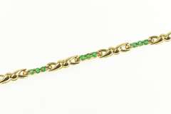 18K Yellow Gold Natural Emerald Twist Link Bar Statement Bracelet