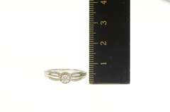 10K White Gold Round Diamond Halo Engagement Promise Ring