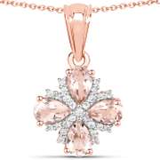 Plated 18KT Rose Gold 1.48ctw Morganite and White Topaz Pendant with Chain
